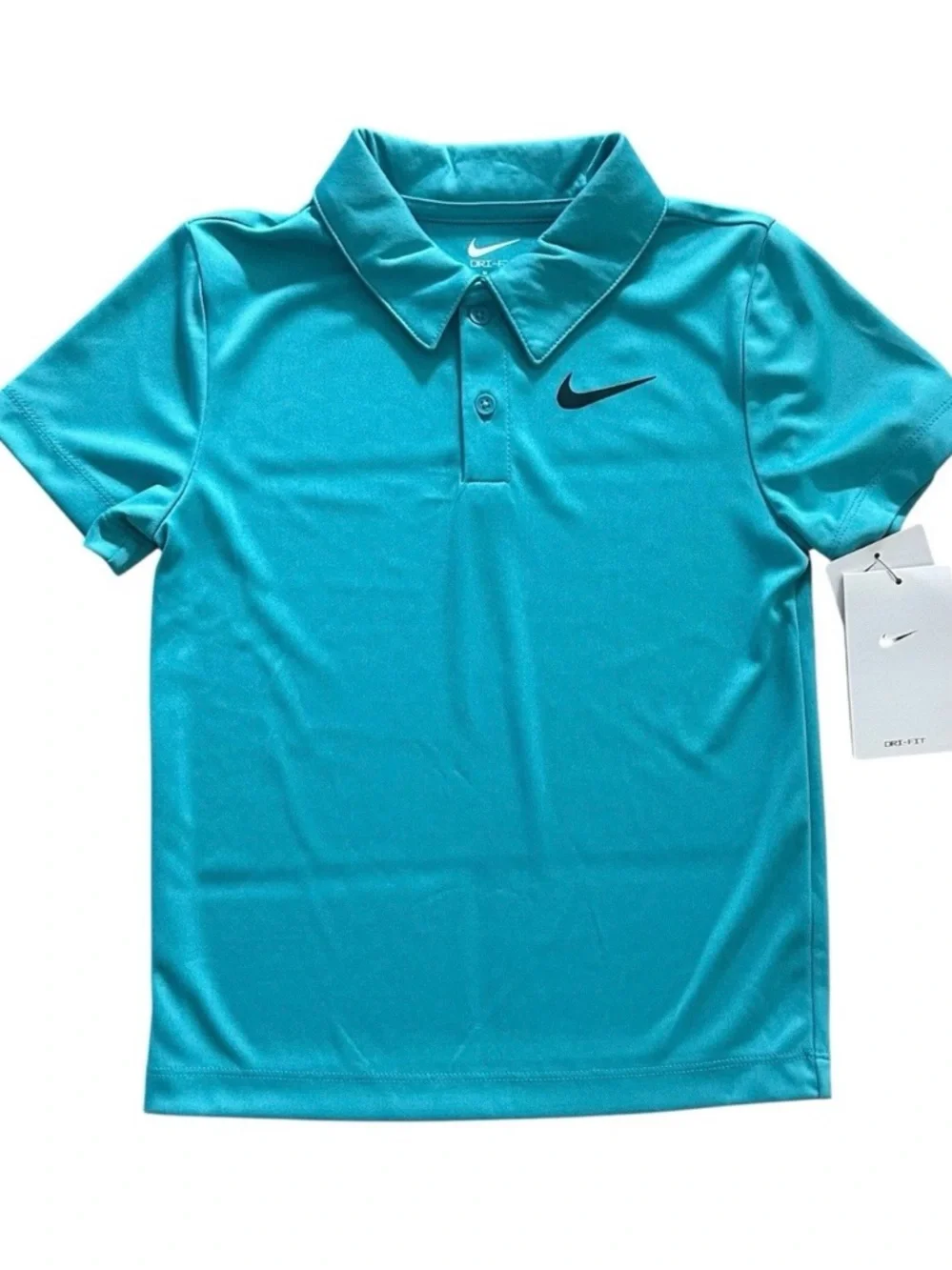 Nike Boys Dri-Fit 2 Piece Set Polo Shirt & Shorts Teal Gray Size 6 NWT - Picture 2 of 6